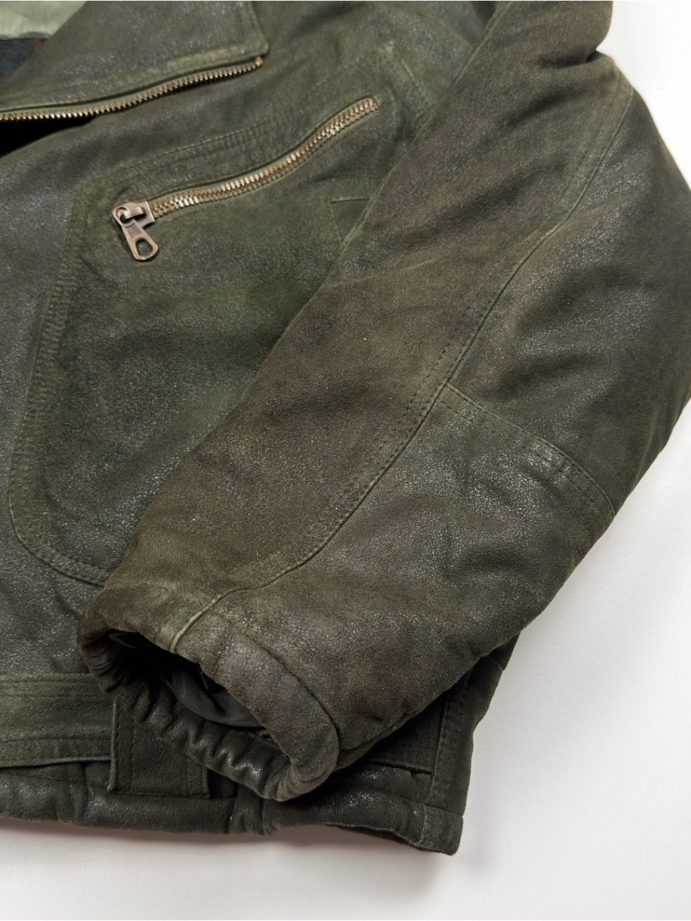 Vintage Giorgio Armani Suede Moto Leather Full Zip Bomber Jacket Mens 38 Medium - Picture 3 of 15